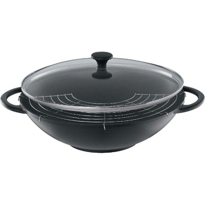 Litinová wok pánev se skleněnou poklicí Provence 36 cm černá - Küchenprofi Wok Provence se skleněným víkem 36 cm černá - Küchenprofi