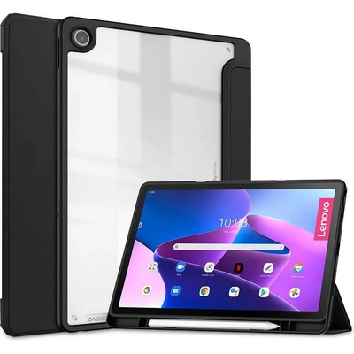 Tech-Protect SC Pen Hybrid Case - кожен кейс и поставка за Lenovo Tab M10 Plus 10.6 3rd Gen (2022) (черен-прозрачен)