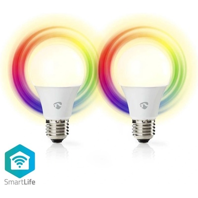 Nedis SmartLife klasik, Wi-Fi, E27, 806 lm, 9 W, RGB Teplá studená biela, 2ks WIFILRC20E27
