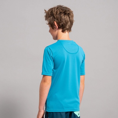 Olaian detské tričko proti UV žiareniu s krátkym rukávom modré tyrkysová