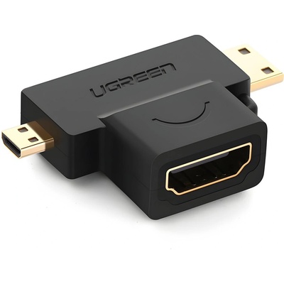 Адаптер Ugreen HDMI тип A (жена) към мини HDMI (мъж) / микро HDMI (мъж) - черен KP26494 (26494)
