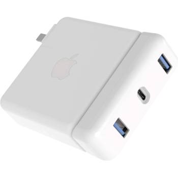 HYPER by Sanho HyperDrive USB-C Hub 87W Power Adapter - USB-C хъб с два USB изхода и USB-C изход за Apple 61W USB-C Power Adapter (бял)