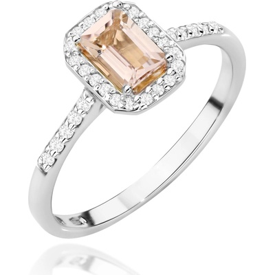 Blink Blink Zlatý prsteň vykladaný diamantami s Morganitom 2328BDMoB