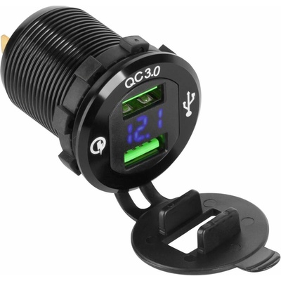 Nabíjačka Peiying do auta 2xUSB Quick charge, voltmeter, 3A panelová PY-CHR0004