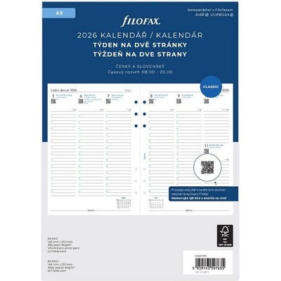 Filofax kalendář A5 2026 ČJ+SJ týden/2 stránky – Zboží Živě