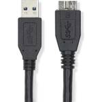 Nedis CCGL61500BK05 Кабел USB3.2 - micro-B (micro B), 5 Gbps, 0, 5 m, (USB3.1, USB3.0, USB2.0) (CCGL61500BK05)
