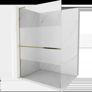 Mexen Kioto+ L душ стена с рафт Walk-in 70 x 200 см, прозрачен/скреж, златен - 800-070-123-50-35 (800-070-123-50-35)