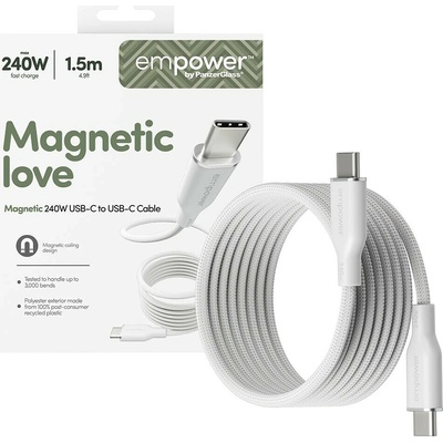PanzerGlass EM84572 empower opletený magnetický nabíjací USB-C na USB-C 1,5m bílý