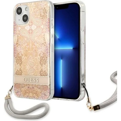GUESS Кейс Guess GUHCP13SHFLSD за iPhone 13 mini 5.4"", златист, твърд, Flower Strap (GUE001986-0)