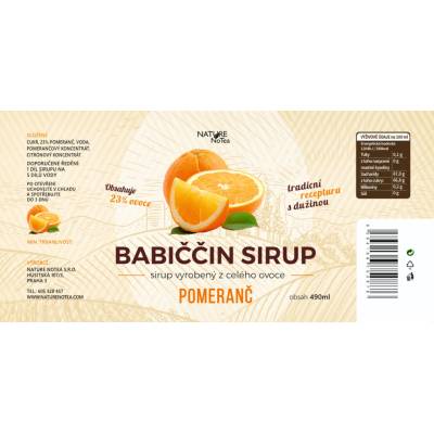 Nature NoTea Babiččin sirup Pomeranč 0.5 l