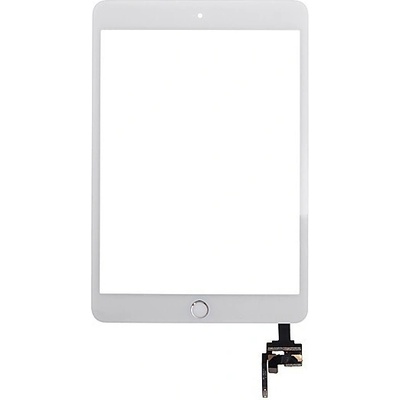 AppleMix Dotykové sklo (dotyková plocha) s konektorom IC a flex s tlačidlom Home pre Apple iPad mini 3 - biele so strieborným tlačidlom - kvalita A