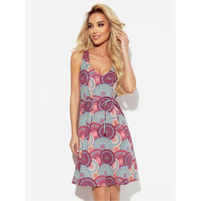 Numoco Рокля с трапецовидно деколте - розови и сини мандали Numoco numoco | Rozov | ЖЕНИ | XS