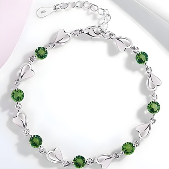 HARAHU Гривна sr-38888 - Сребриста / Зелена kp38888 (sr-38888)