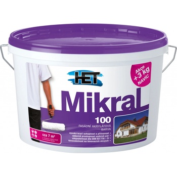 HET MIKRAL 100 Fasádna hladká akrylátová farba - biela - 7 kg