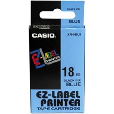 Páska do tiskárny štítků Casio XR-18BU1 18mm černý tisk/modrý podklad