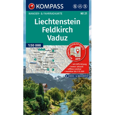 KOMPASS Wanderkarte 21 Liechtenstein, Feldkirch, Vaduz 1:50.000