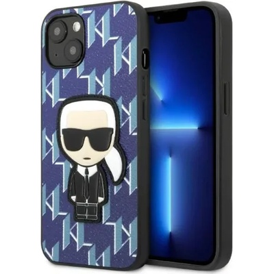 KARL LAGERFELD iPhone 13 mini 5, 4" син твърд калъф Monogram Ikonik Patch (KLHCP13SPMNIKBL)