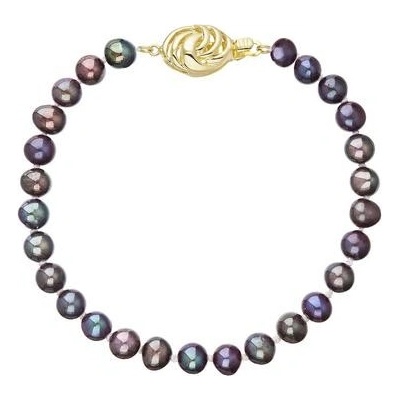 Pavona perlový náramek z říčních perel se zapínáním ze 14 karátového zlata 923001.3/9265A dk.peacock