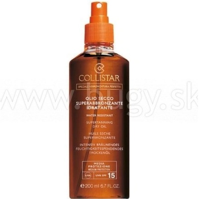 Collistar Supertanning Dry Oil opaľovacie hydratačný suchý olej na tvár aj telo vodeodolný spray SPF15 200 ml