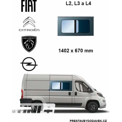 Boční pravé posuvné okno L2, L3 a L4 | Citroen Jumper / Peugeot Boxer / Fiat Ducato / Opel Movano