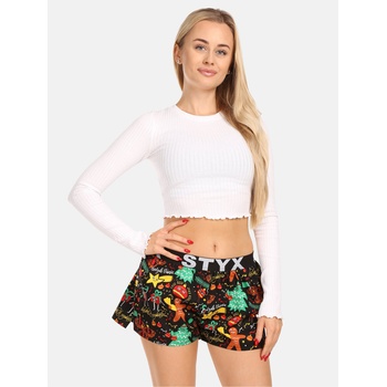 Styx Зелени и черни дамски шарени шорти за сън Styx Коледни орнаменти Styx | Cheren | ЖЕНИ | L