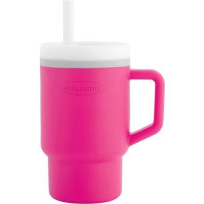 Infantino Силиконова чаша със сламка Infantino - 270 ml, розова (IN308040)