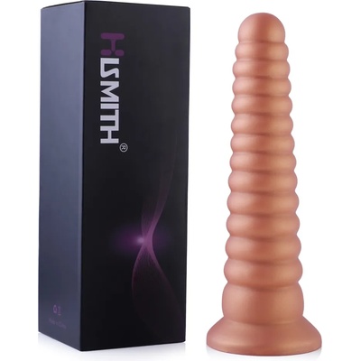 HISMITH HSD19 Silicone Tower Shape Anal Plug Dildo Suction Cup 10.2" Gold