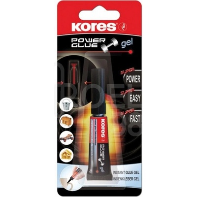 Kores Секундно еластично лепило Kores Power Gel, гел, блистер, прозрачно, 3г. , червено (OK20544)
