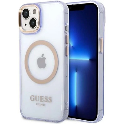 GUESS Кейс Guess GUHMP14SHTCMU за iPhone 14 6.1", лилав / лилав, твърд, Gold Outline Translucent MagSafe (GUE002582-0)