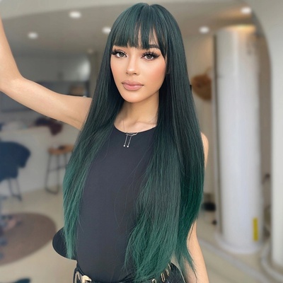 Oli paruka s ofinou Dlouhá olivově zelená – Zboží Dáma