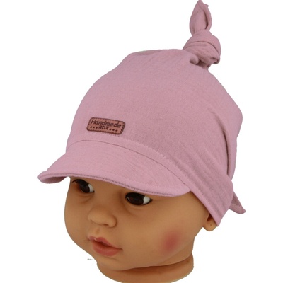 NEW BABY Detská letná mušelínová trojcípa šatka so šiltom Ružová RDX