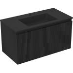 Mexen Rivel шкаф за баня 90 см с мивка Otis, 1 чекмедже, оребрена, черен мат (91A20-09047-1-BF71-W18M71)