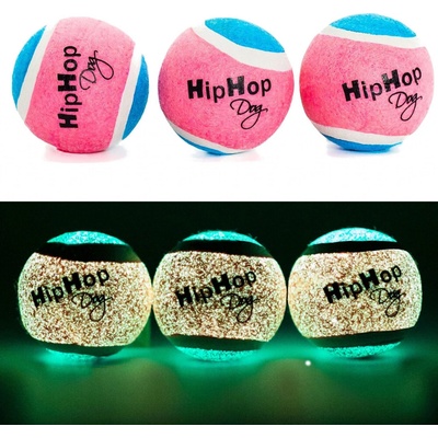 HIPHOP DOG Balení-neonový ve tmě svítící tenisový míč pískací 5 cm 3 ks bal