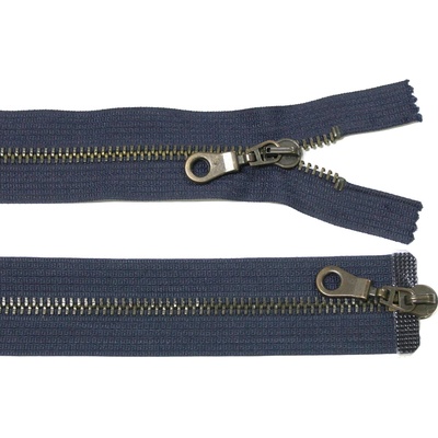 Kovový zip no.5 rozepínací dvoucestný 75cm (staromosazné zoubky) - více barev Barva: tmavě modrá navy