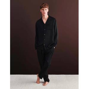 Marks & Spencer Тъкан пижамен долен дял със сатенена лента Marks & Spencer черна Marks & Spencer | Cheren | МЪЖЕ | XL