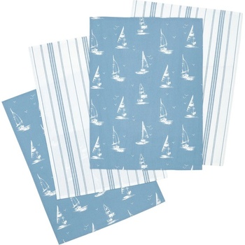 Catherine Lansfield Памучни кърпи за съдове в комплект 4 бр. 50x70 cm Salcombe Boats - Catherine Lansfield (KT/33399/W/TT4/BL)