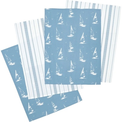 Catherine Lansfield Памучни кърпи за съдове в комплект 4 бр. 50x70 cm Salcombe Boats - Catherine Lansfield (KT/33399/W/TT4/BL)