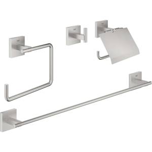 GROHE QuickFix Start Cube - Комплект аксесоари за баня 4 в 1, „Supersteel 41115DC0 (41115DC0)