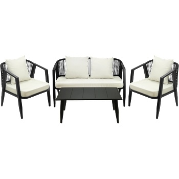 Mira-N Horecano lagos Градински комплект - 2 кресла, двуместен диван и маса ЧЕРЕН (hc-42534) (0142534)