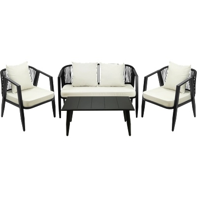 Mira-N Horecano lagos Градински комплект - 2 кресла, двуместен диван и маса ЧЕРЕН (hc-42534) (0142534)