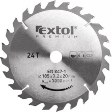 EXTOL PREMIUM pilový kotouč s SK plátky, 185x2,2x20mm, 24T, šířka SK plátků 3,2mm