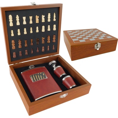 MAKRO Darčekový set – šach, 1x ploskačka 230ml a 2x pohárik