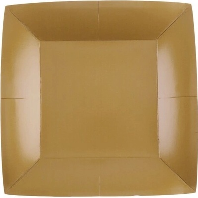 Santex Papierové taniere štvorcové jednofarebné 18 x 18 cm Farba: zlatá