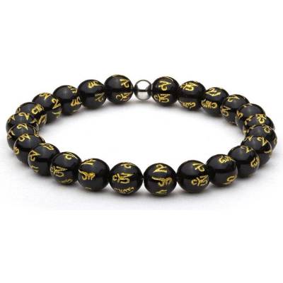 Budnej minerální obsidián s mantrou MN1093