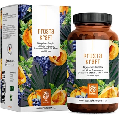 Naturtreu Prostrakraft Saw palmetto, dýně, kopřiva, selen, zinek a vitamín E pro muže 120 kapslí