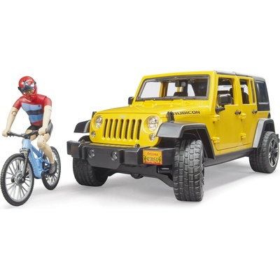 Bruder 2543 Jeep Wrangler Rubicon Unlimited s horským bicyklom a cyklistom
