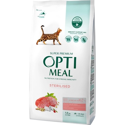 OPTIMEAL For Sterilised cats high in beef and sorghum 1,5 kg
