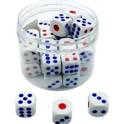 PKstar Hrací kostky 18 mm plastové bílé ,balení 30 ks