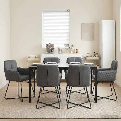 vidaXL Обедени столове 6 pcs Кадифе Тъмносиво 59 x 56, 5 x 86 см (3428220)