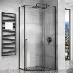 Rea Душ кабина Rea Diamond с петоъгълна врата, 90x90, черна (5902557345212+5902557360192)